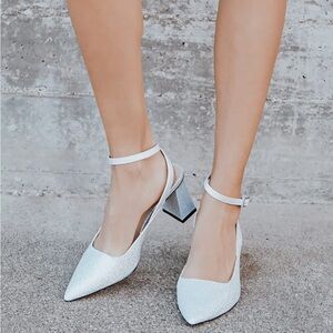 Lulu's Silver Glitter Heels